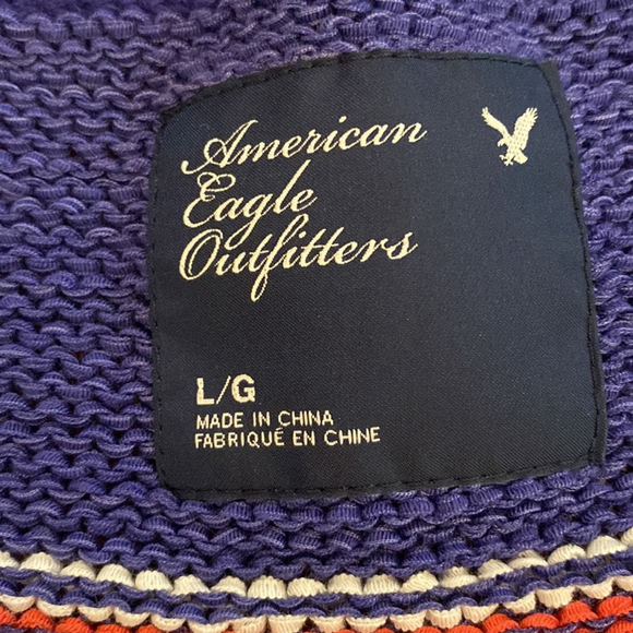 American Eagle Outfitters Aztec Dolman Sleeves Scoop Neck Knit Sweater Size L - Picture 8 of 9